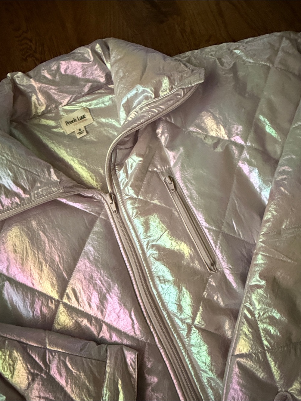 Peach Love California Iridescent Lavender Quilted Jacket medium - Picture 10 of 15